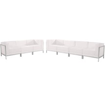 Flash Furniture ZB-IMAG-SET17-WH-GG Hercules Imagination Series White LeatherSoft Sofa Set, 5 Pieces