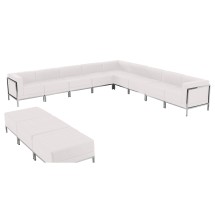 Flash Furniture ZB-IMAG-SET18-WH-GG Hercules Imagination Series White LeatherSoft Sectional & Ottoman Set, 12 Pieces