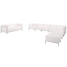 Flash Furniture ZB-IMAG-SET19-WH-GG Hercules Imagination Series White LeatherSoft Sectional & Sofa Set, 10 Pieces