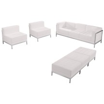 Flash Furniture ZB-IMAG-SET20-WH-GG Hercules Imagination Series White LeatherSoft Sofa, Chair & Ottoman Set