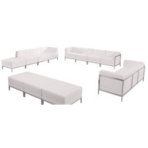 Flash Furniture ZB-IMAG-SET21-WH-GG Hercules Imagination Series White LeatherSoft Sofa, Lounge & Ottoman Set, 12 Pieces