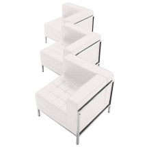 Flash Furniture ZB-IMAG-SET4-WH-GG Hercules Imagination Series White LeatherSoft 3 Piece Corner Chair Set