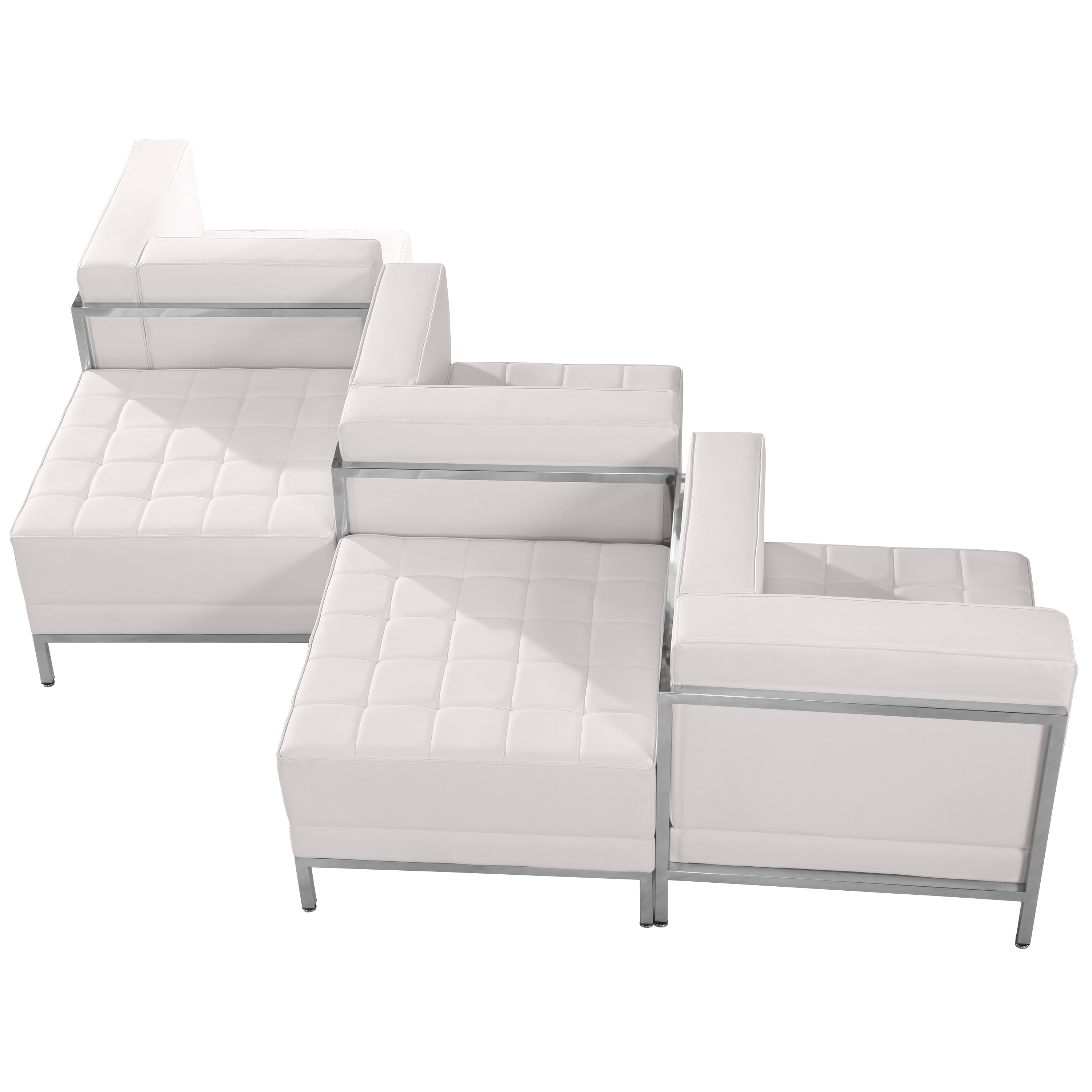 Flash Furniture ZB-IMAG-SET5-WH-GG Hercules Imagination Series White LeatherSoft 5 Piece Chair & Ottoman Set