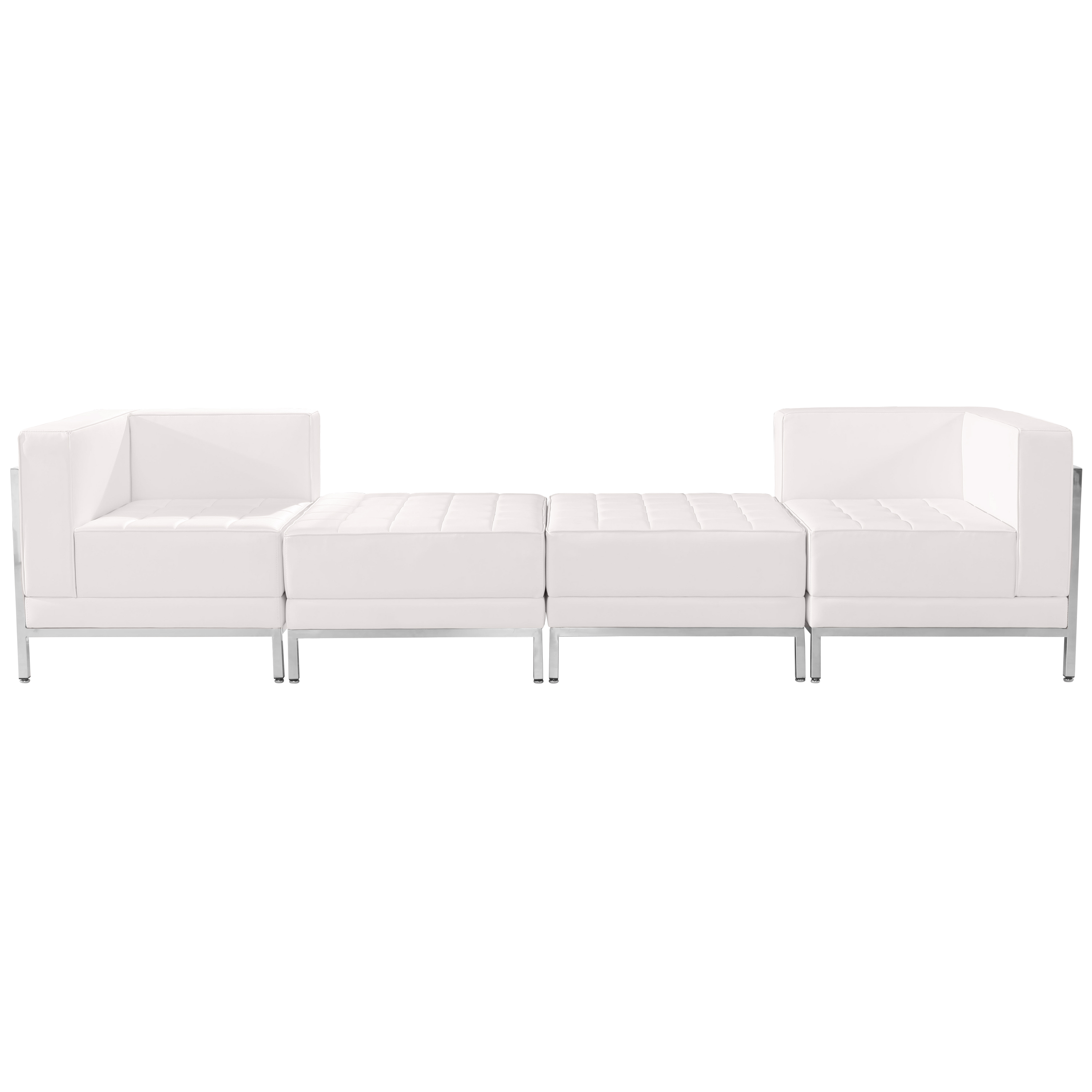 Flash Furniture ZB-IMAG-SET7-WH-GG Hercules Imagination Series White LeatherSoft 4 Piece Chair & Ottoman Set