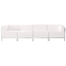 Flash Furniture ZB-IMAG-SET8-WH-GG Hercules Imagination Series White LeatherSoft 4 Piece Lounge Set