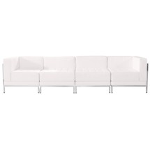 Flash Furniture ZB-IMAG-SET8-WH-GG Hercules Imagination Series White LeatherSoft 4 Piece Lounge Set
