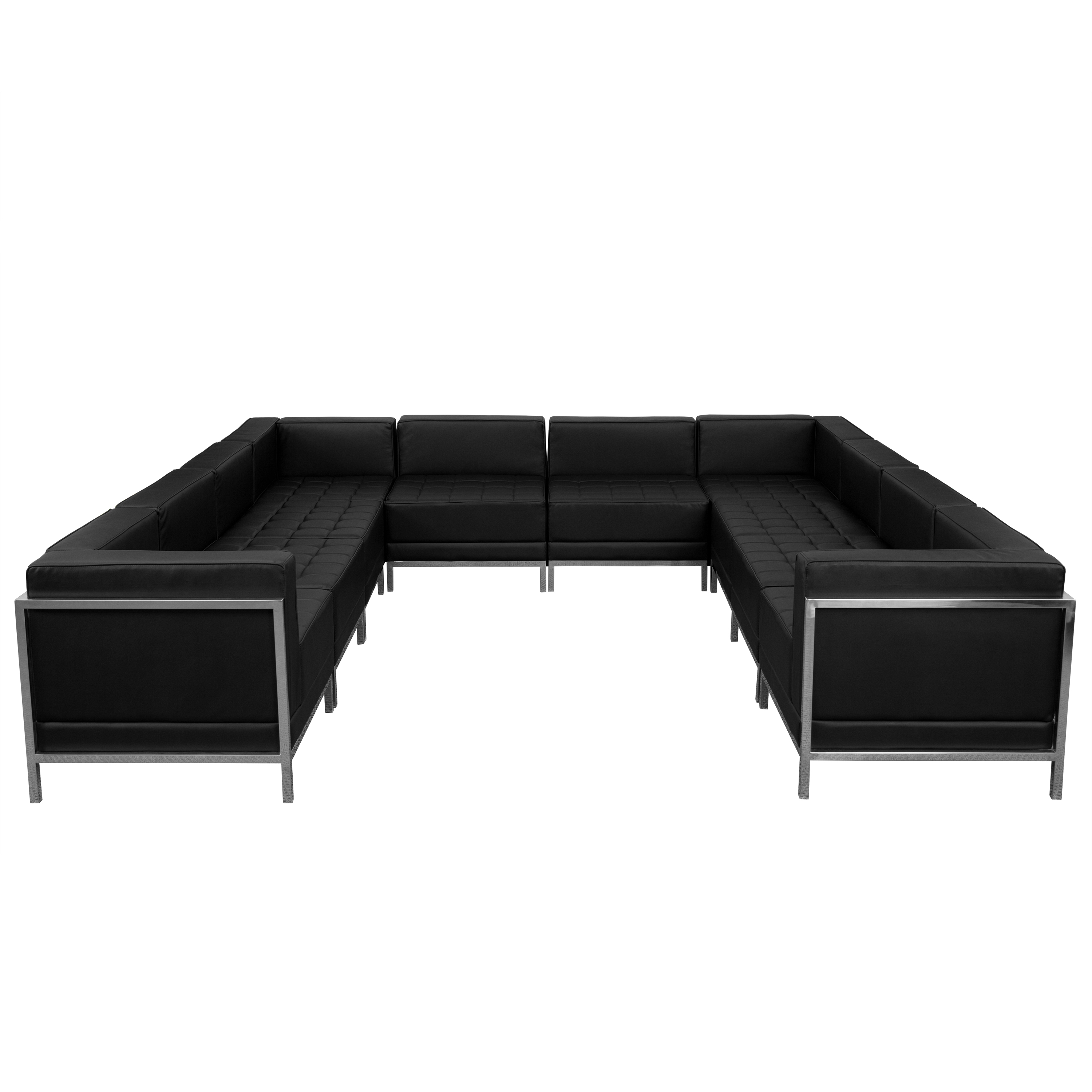 Flash Furniture ZB-IMAG-U-SECT-SET1-GG Hercules Imagination Series Black LeatherSoft U-Shape Sectional Configuration, 10 Pieces