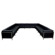 Flash Furniture ZB-IMAG-U-SECT-SET2-GG Hercules Imagination Series Black LeatherSoft U-Shape Sectional Configuration, 13 Pieces