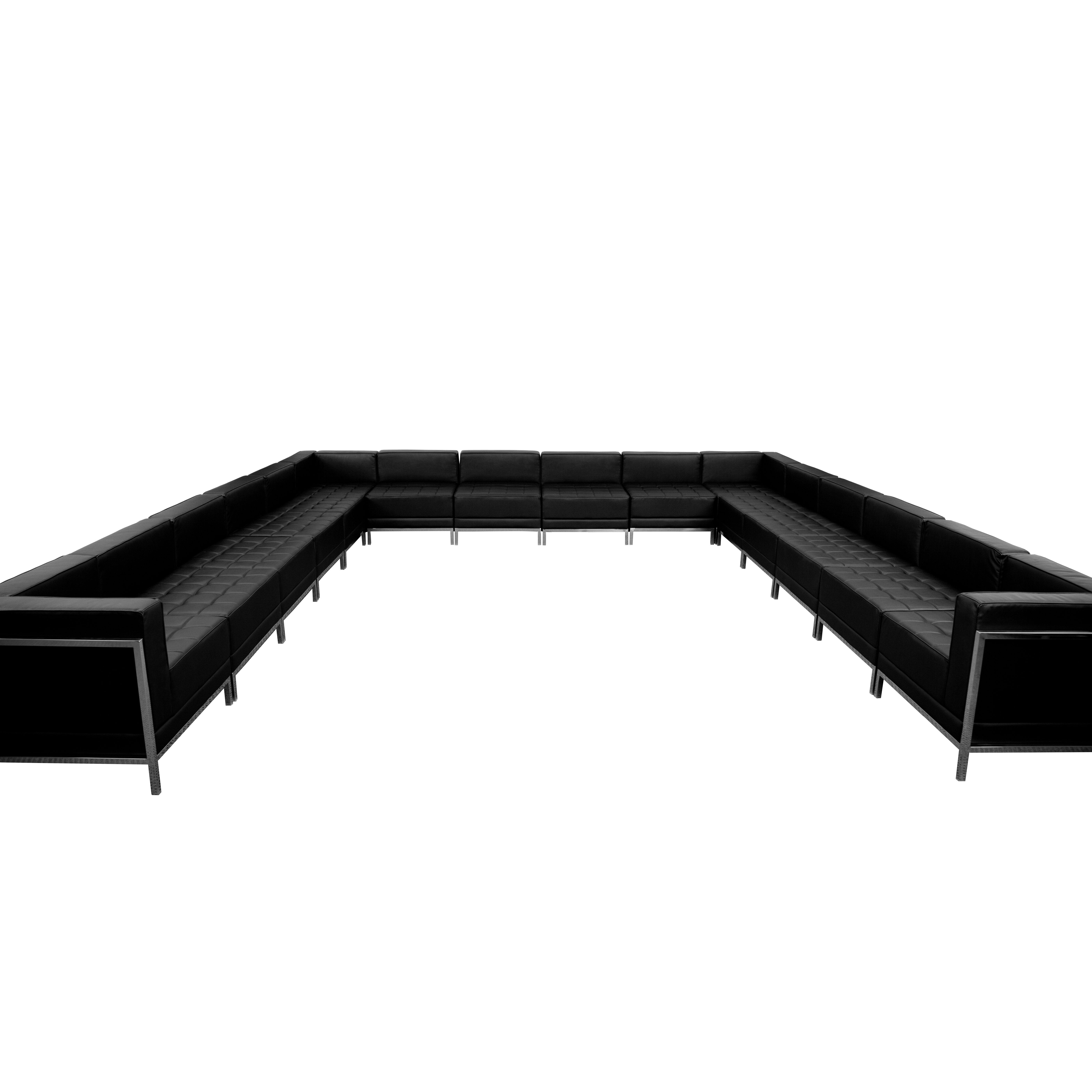 Flash Furniture ZB-IMAG-U-SECT-SET3-GG Hercules Imagination Series Black LeatherSoft U-Shape Sectional Configuration, 16 Pieces