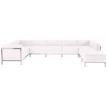 Flash Furniture ZB-IMAG-U-SECT-SET4-WH-GG Hercules Imagination Series White LeatherSoft U-Shape Sectional Configuration, 7 Pieces