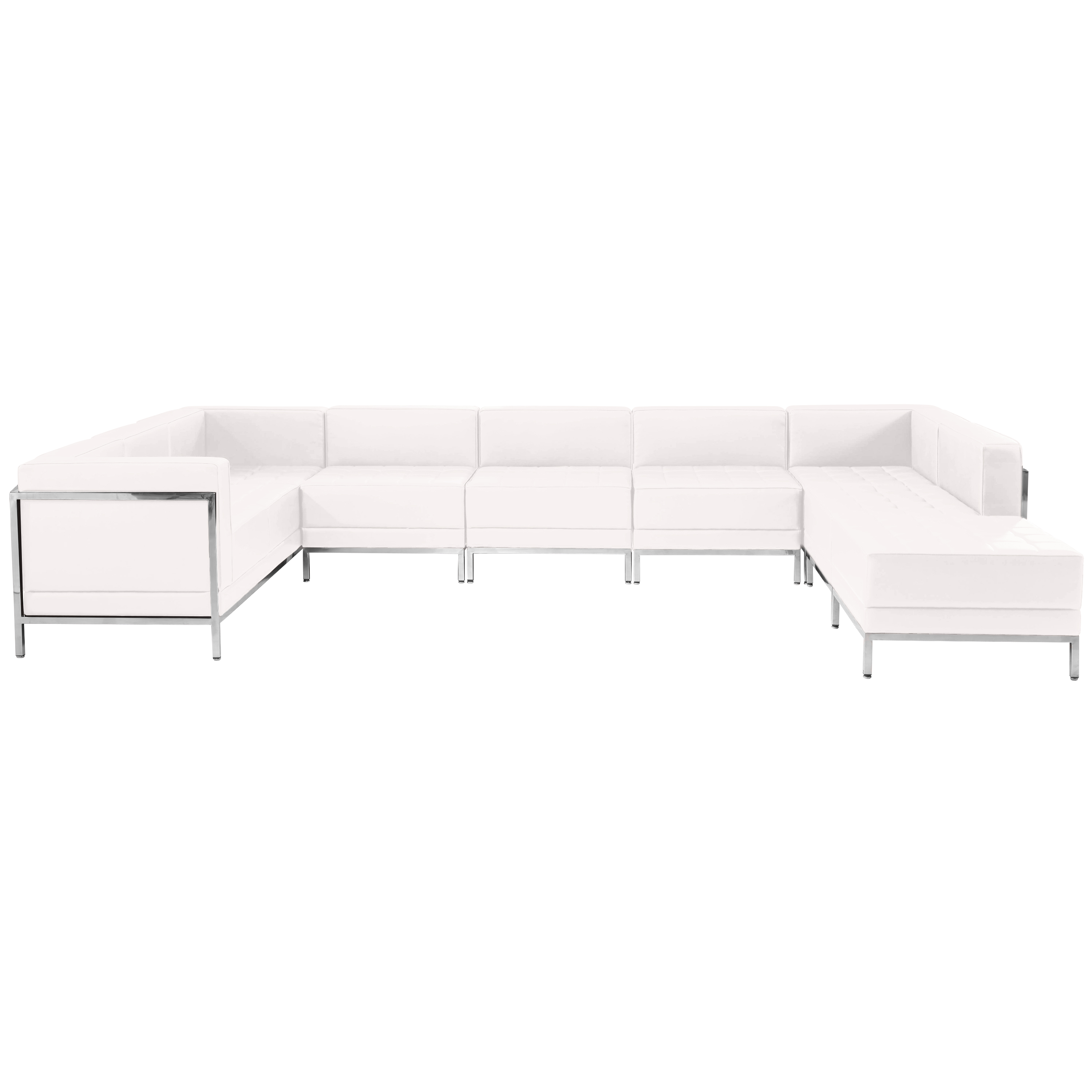 Flash Furniture ZB-IMAG-U-SECT-SET4-WH-GG Hercules Imagination Series White LeatherSoft U-Shape Sectional Configuration, 7 Pieces