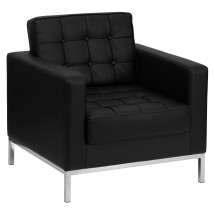 Flash Furniture ZB-LACEY-831-2-CHAIR-BK-GG Hercules Lacey Series Contemporary Black LeatherSoft Chair with Stainless Steel Frame