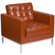 Flash Furniture ZB-LACEY-831-2-CHAIR-COG-GG Hercules Lacey Series Contemporary Cognac LeatherSoft Chair with Stainless Steel Frame