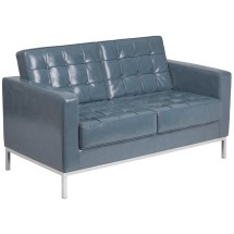 Flash Furniture ZB-LACEY-831-2-LS-GY-GG Hercules Lacey Series Contemporary Gray LeatherSoft Loveseat with Stainless Steel Frame