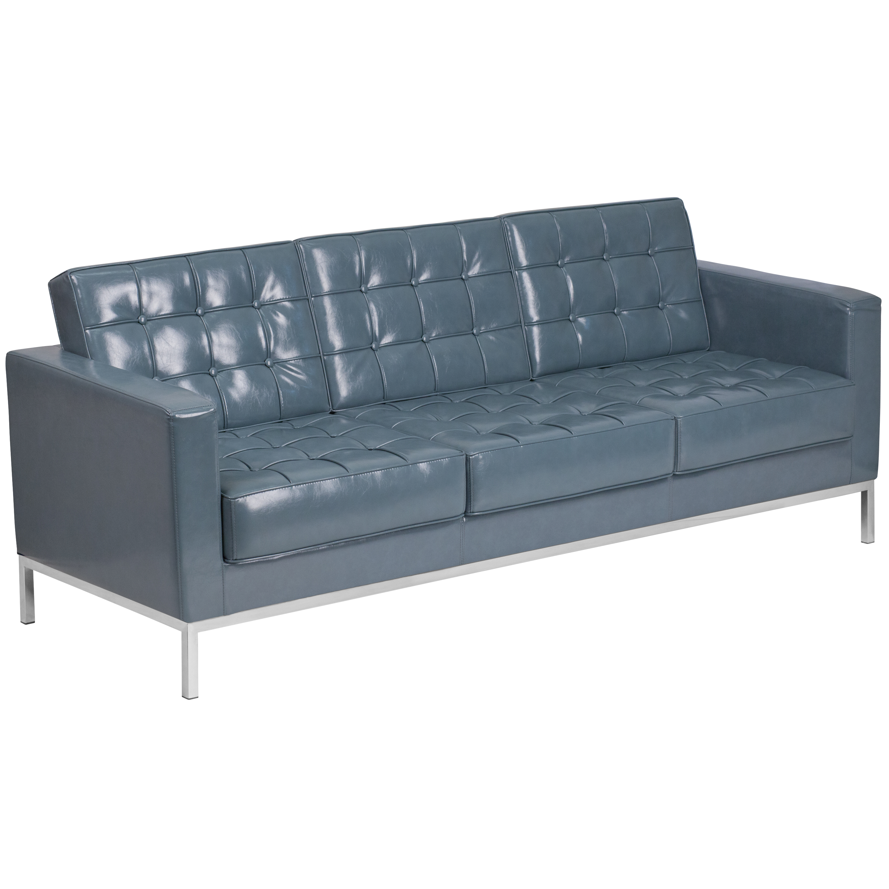 Flash Furniture ZB-LACEY-831-2-SOFA-GY-GG Hercules Lacey Series Contemporary Gray LeatherSoft Sofa with Stainless Steel Frame