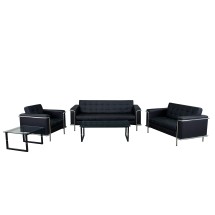 Flash Furniture ZB-LESLEY-8090-SET-BK-GG Hercules Lesley Series Black LeatherSoft Reception Set