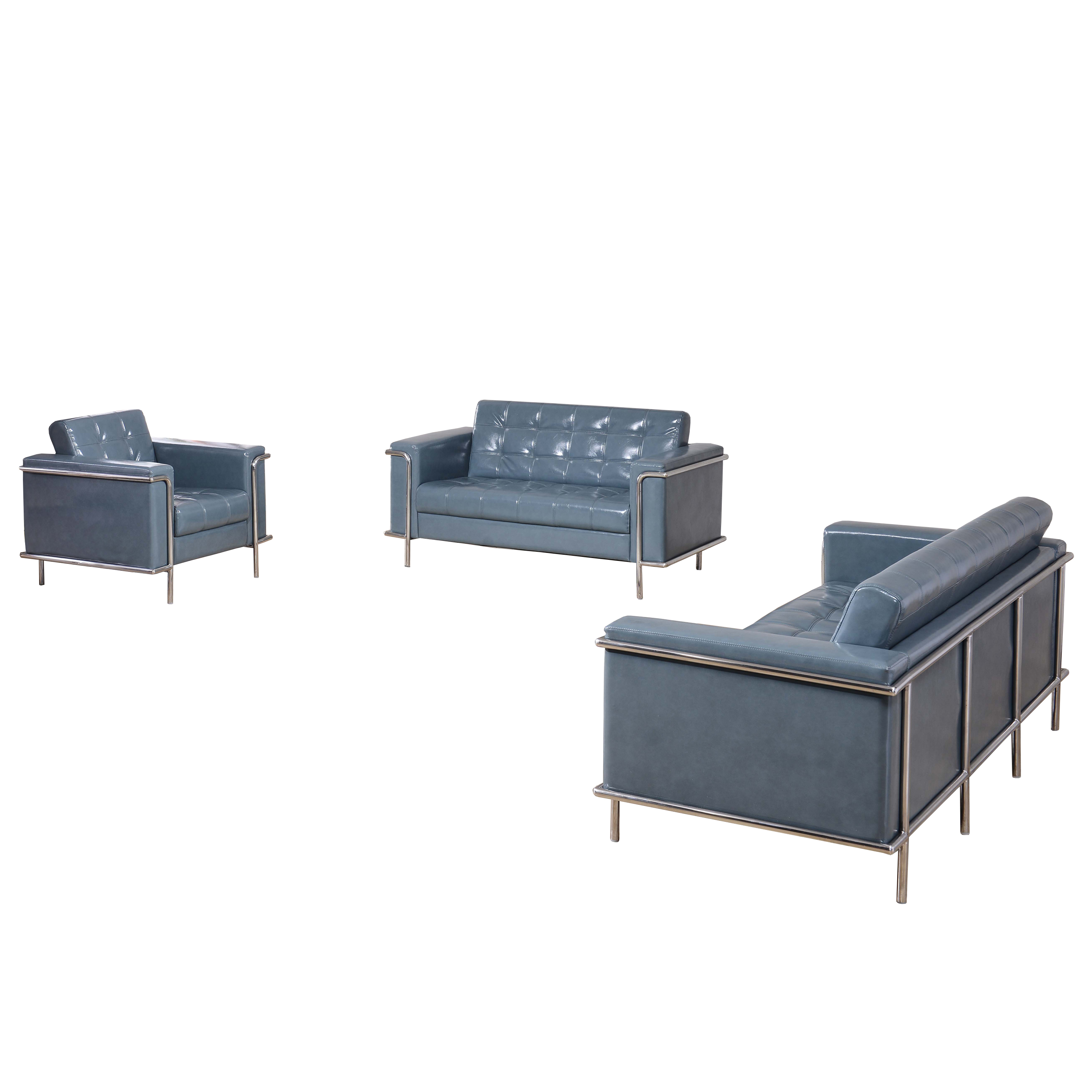 Flash Furniture ZB-LESLEY-8090-SET-GY-GG Hercules Lesley Series Gray LeatherSoft Reception Set