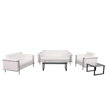 Flash Furniture ZB-LESLEY-8090-SET-WH-GG Hercules Lesley Series White LeatherSoft Reception Set