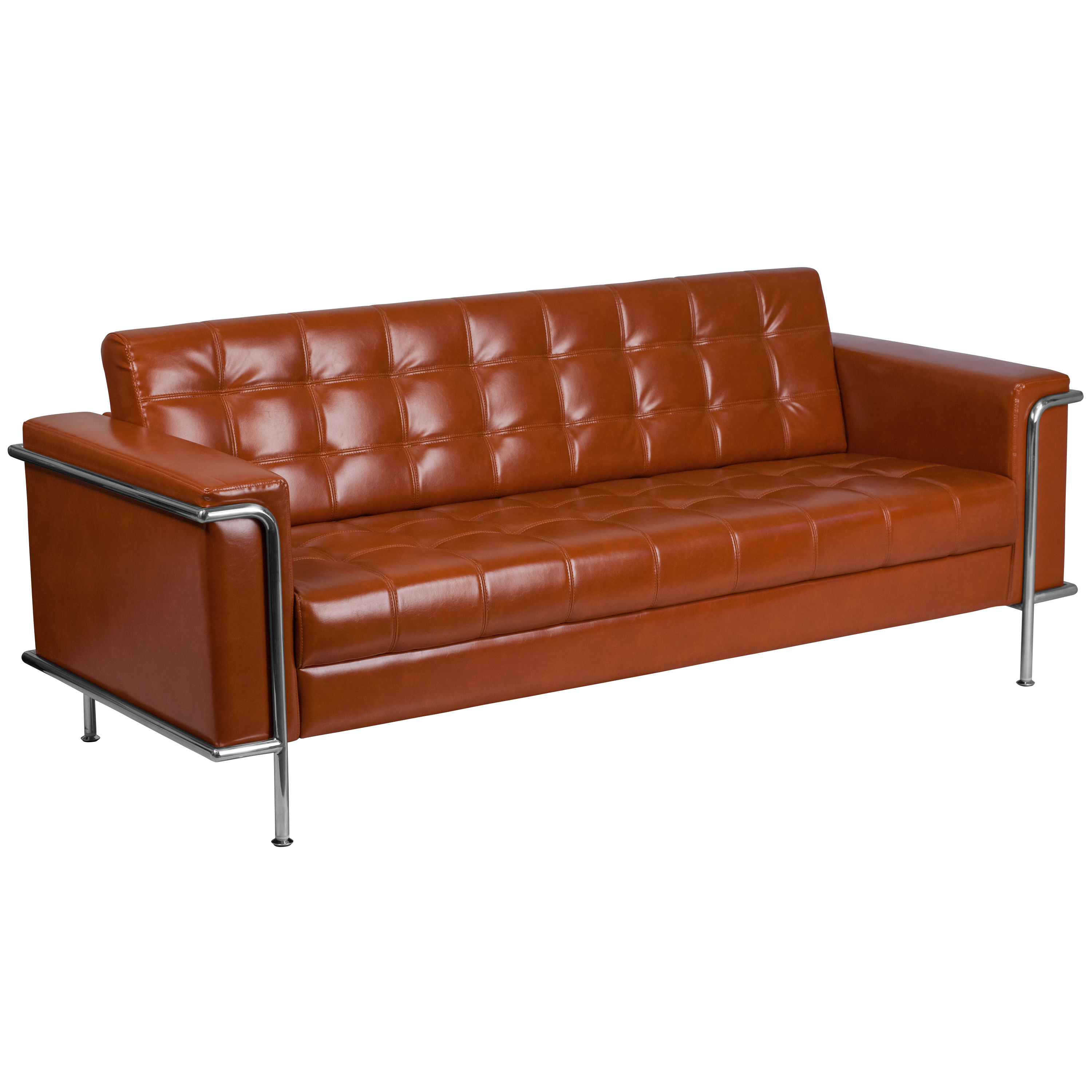 Flash Furniture ZB-LESLEY-8090-SOFA-COG-GG Hercules Lesley Series Contemporary Cognac LeatherSoft Sofa