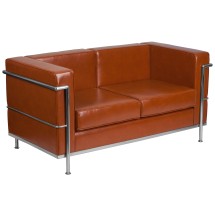 Flash Furniture ZB-REGAL-810-2-LS-COG-GG Hercules Regal Series Contemporary Cognac LeatherSoft Loveseat