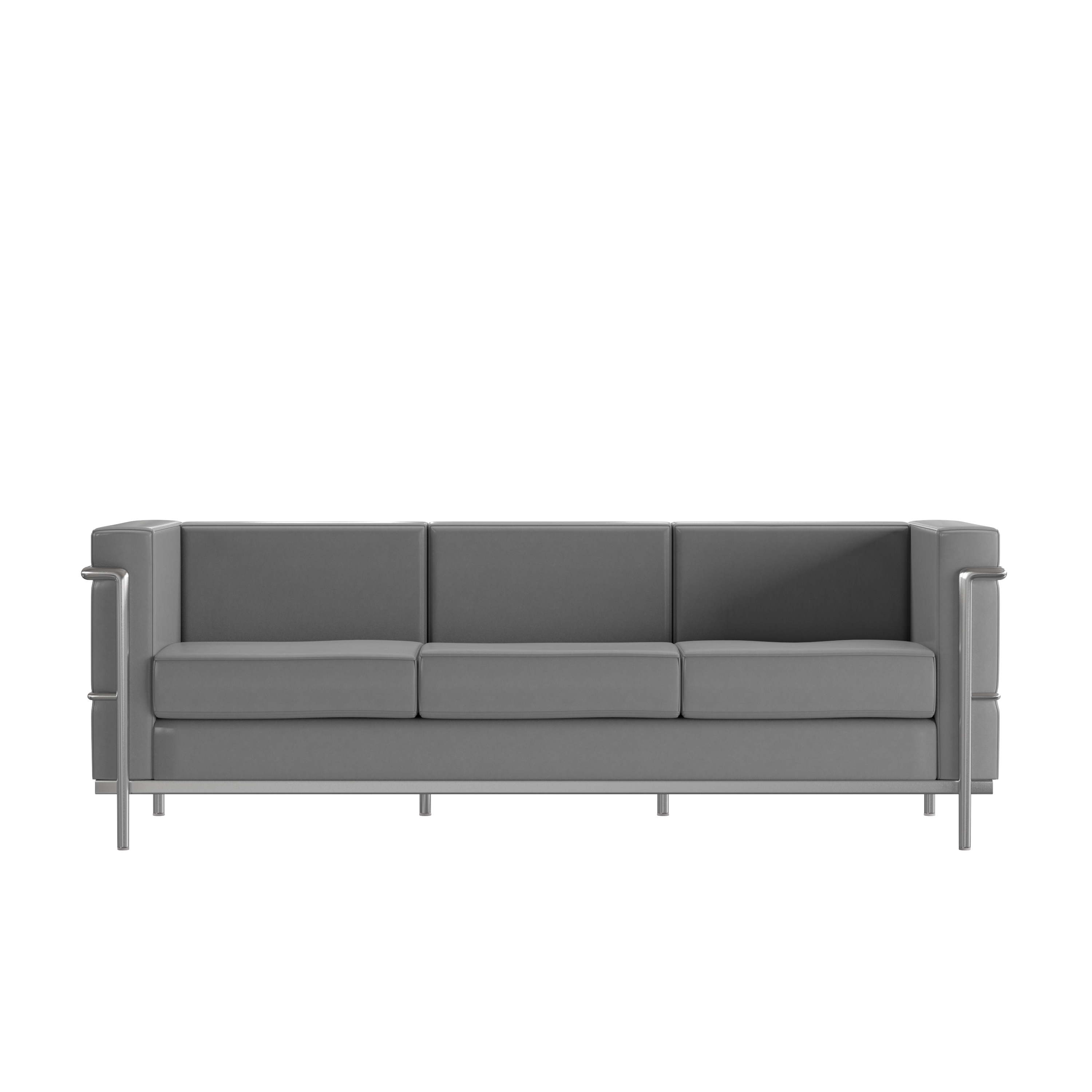 Flash Furniture ZB-REGAL-810-3-SOFA-GY-GG Hercules Regal Series Contemporary Gray LeatherSoft Sofa