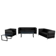 Flash Furniture ZB-REGAL-810-SET-BK-GG Hercules Regal Series Reception Set in Black LeatherSoft