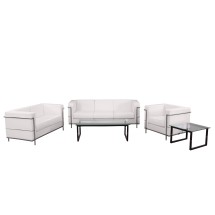 Flash Furniture ZB-REGAL-810-SET-WH-GG Hercules Regal Series Reception Set in Melrose White LeatherSoft