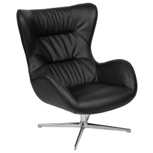 Flash Furniture ZB-WING-BK-LEA-GG Black LeatherSoft Swivel Wing Chair