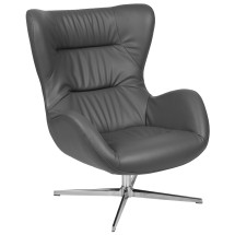 Flash Furniture ZB-WING-GY-LEA-GG Gray LeatherSoft Swivel Wing Chair