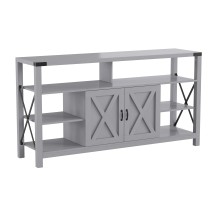 Flash Furniture ZG-025-CGY-GG 60&quot; Coastal Gray TV Stand with Storage Cabinets and Shelves