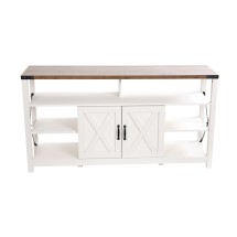 Flash Furniture ZG-025-WH-GG 60&quot; Modern White/Rustic Oak TV Stand with Storage Cabinets and Shelves