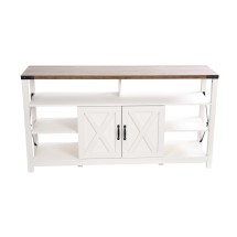 Flash Furniture ZG-025-WH-GG 60" Modern White/Rustic Oak TV Stand with Storage Cabinets and Shelves
