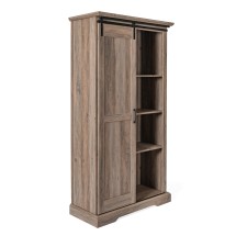 Flash Furniture ZG-026-GRYWSH-GG 36" Gray Wash Rustic Farmhouse Storage Cabinet Bookcase with Sliding Barn Doors