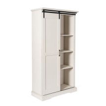 Flash Furniture ZG-026-WHT-GG 36&quot; White Rustic Farmhouse Storage Cabinet Bookcase with Sliding Barn Door