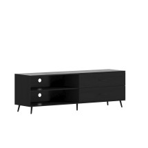 Flash Furniture ZG-028-BK-GG 65" Mid Century Black TV Stand with Shelf and Storage Drawers