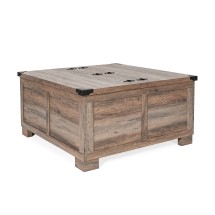 Flash Furniture ZG-ZP-030-GRY-GG 35.75&quot; Farmhouse Storage Coffee Table with Hinged Lift Top, Hidden Storage, Gray Wash