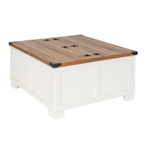 Flash Furniture ZG-ZP-030-WT-GG 35.75&quot; Farmhouse Storage Coffee Table with Hinged Lift Top, Hidden Storage, White/Rustic Oak