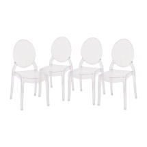 Flash Furniture ZH-GHOST-OVR-4-GG Transparent Crystal Extra Wide Resin Ghost Chairs Set of 4