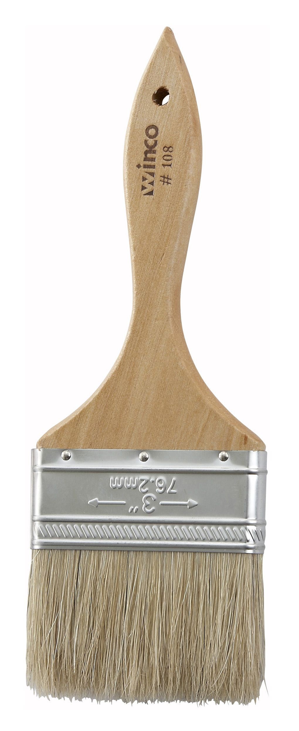 Winco WBR-30 3" Wide Flat Pastry Brush with Wooden Handle