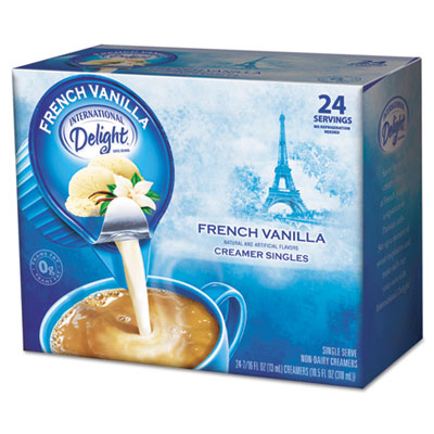 Flavored Liquid Non-Dairy Coffee Creamer, French Vanilla, 0.4375 oz Cup, 24/Box