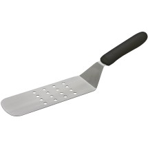 Winco TKP-91 Offset Flexible Turner 9 1/2&quot; x 3&quot; Perforated Blade, Black Polypropylene Handle