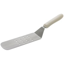Winco TWP-91 Offset Flexible Turner 9 1/2&quot; x 3&quot; Perforated Blade, White Polypropylene Handle