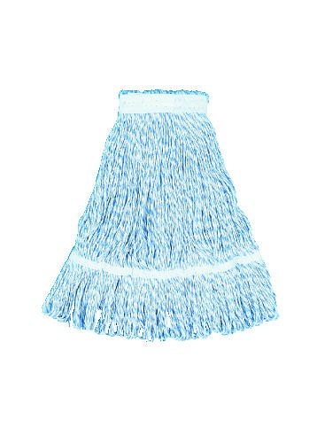 Mop Head, Floor Finish, Wide, Rayon/Polyester, Large, White/Blue