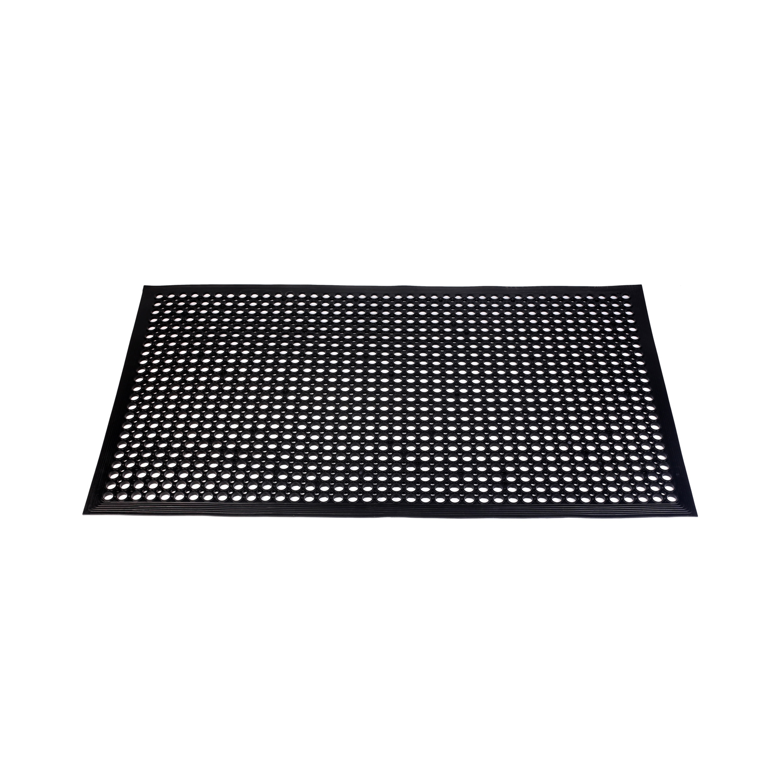 CAC China RMAT-35BK-B Black Beveled Edge Rubber Floor Mat 5" x 3"