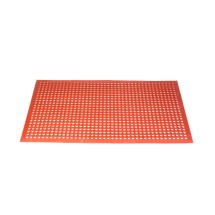 CAC China RMAT-35RD-B Beveled Edge Rubber Floor Mat Red 5&quot; x 3&quot;
