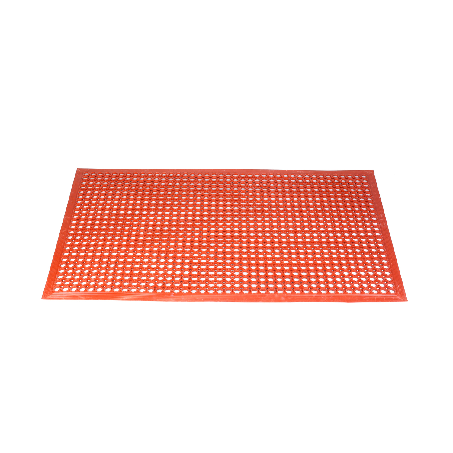CAC China RMAT-35RD-B Beveled Edge Rubber Floor Mat Red 5" x 3"