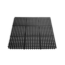 CAC China RMAT-33BK Black Interlocking Rubber Floor Mat 3&quot; x 3&quot;