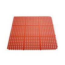 CAC China RMAT-33RD Red Interlocking Rubber Floor Mat 3&quot; x 3&quot;