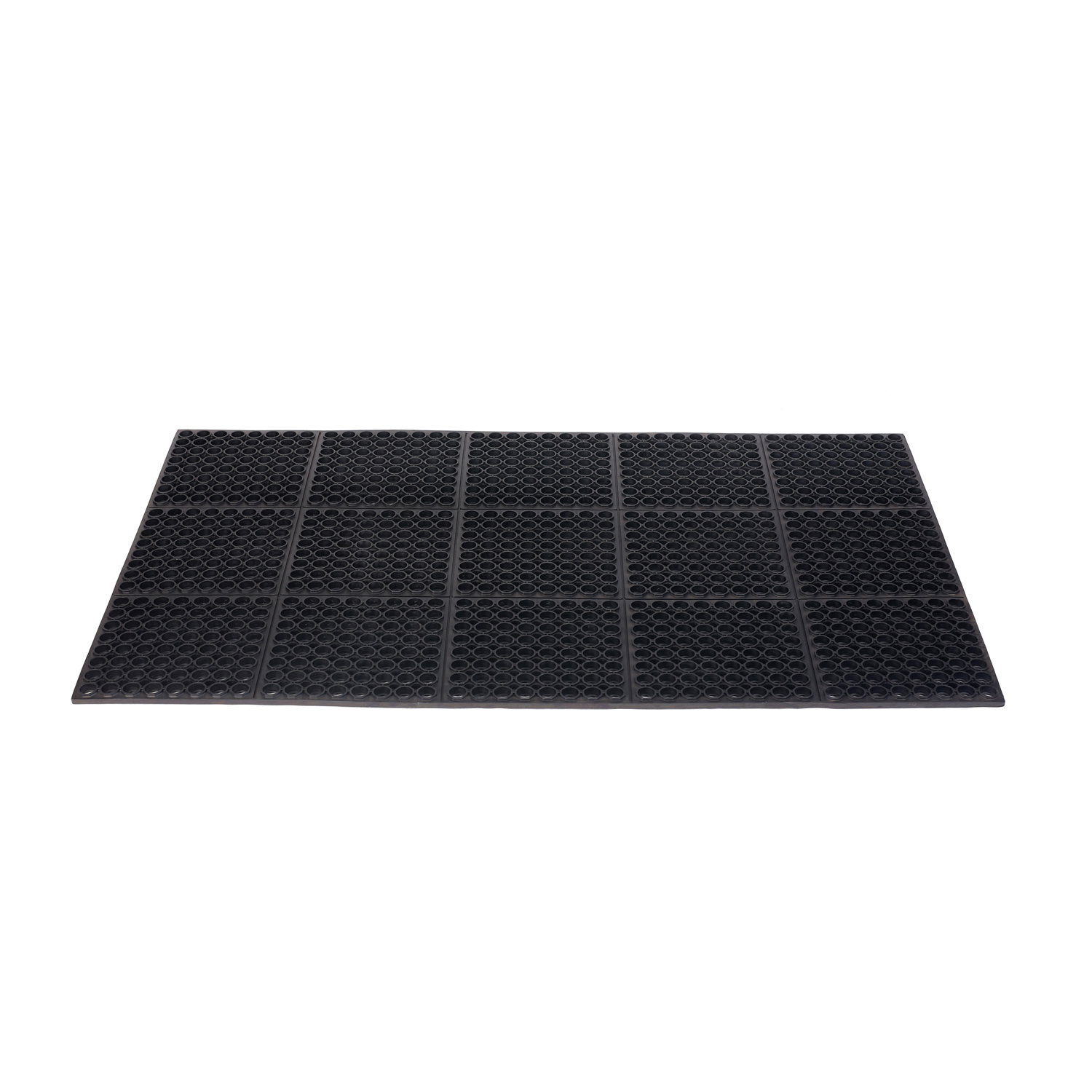 CAC China RMAT-35BK Black Straight Edge Rubber Floor Mat 5" x 3"