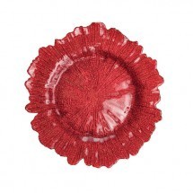 Koyal 403396 Flora Glass Red 13&quot; Charger Plate